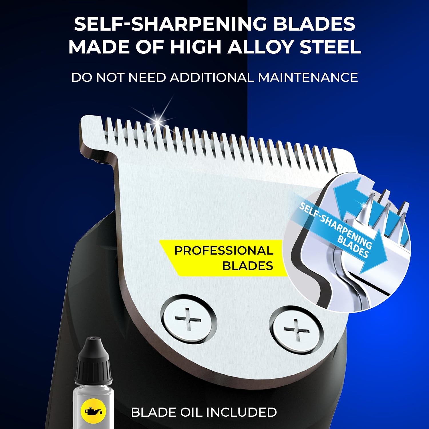 Beard & Hair Trimmer for Men – Self-Sharp Blades USB-C, Waterproof, LED Display Multi-Grooming Kit