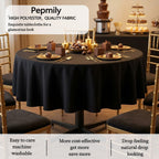 8 Pack Black Round Tablecloths, 90 Inch for 36"-72" Table