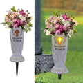 Cemetery Grave Flower Vase,Cometery Decorations for Grave,Angel Vases with Spike，Angel Wings and Cross Solar Light