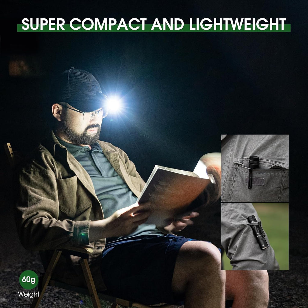 Rechargeable Flashlights 1200 Lumens EDC Flashlight, AA Pocket Flashlight High Lumens with Clip, Super Bright Small