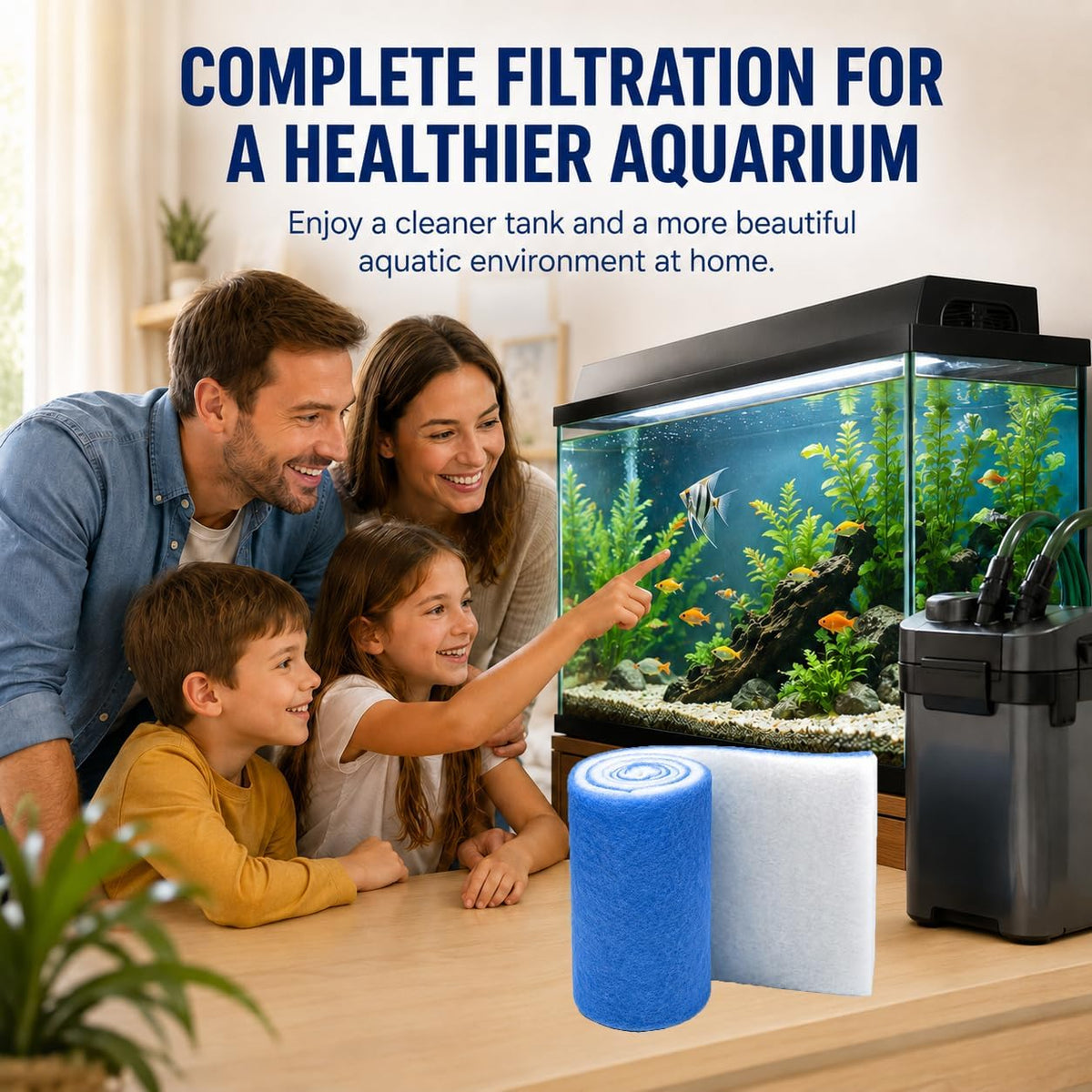 Aquarium Filter Floss 12 x 72 x 0.75 Inch, Cut-to-Fit Filter Media Pad