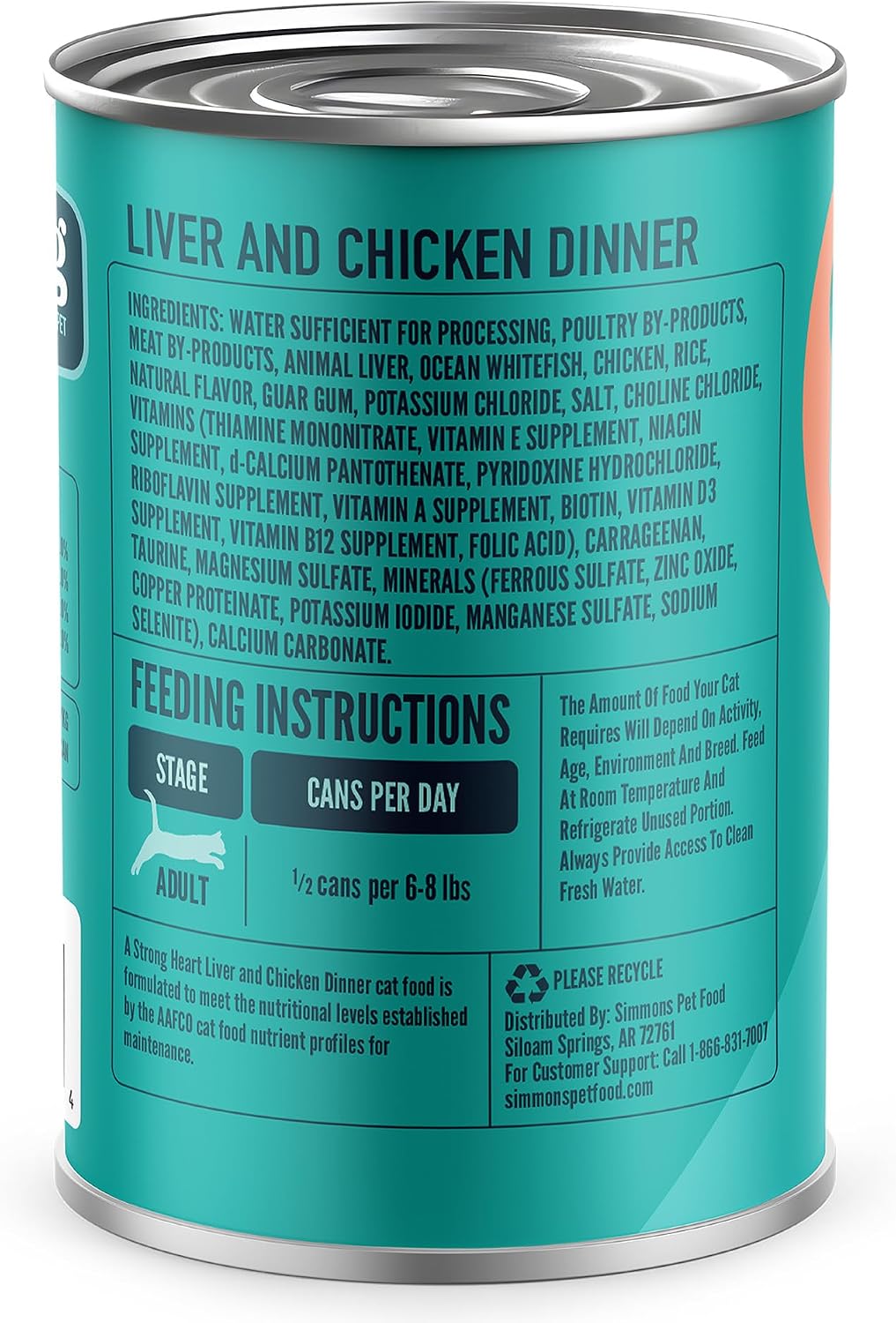 A Strong Heart Adult Cat Pate, Liver & Chicken Dinner, 13.2oz, 12pk