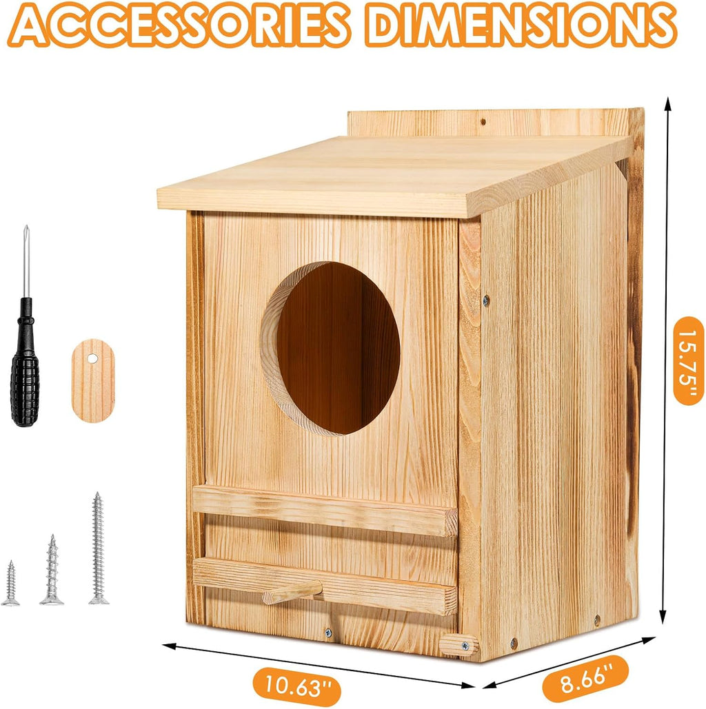 Large Barn Owl House,15.8 * 10.6 * 8.7IN Owl Nesting Box for Outside