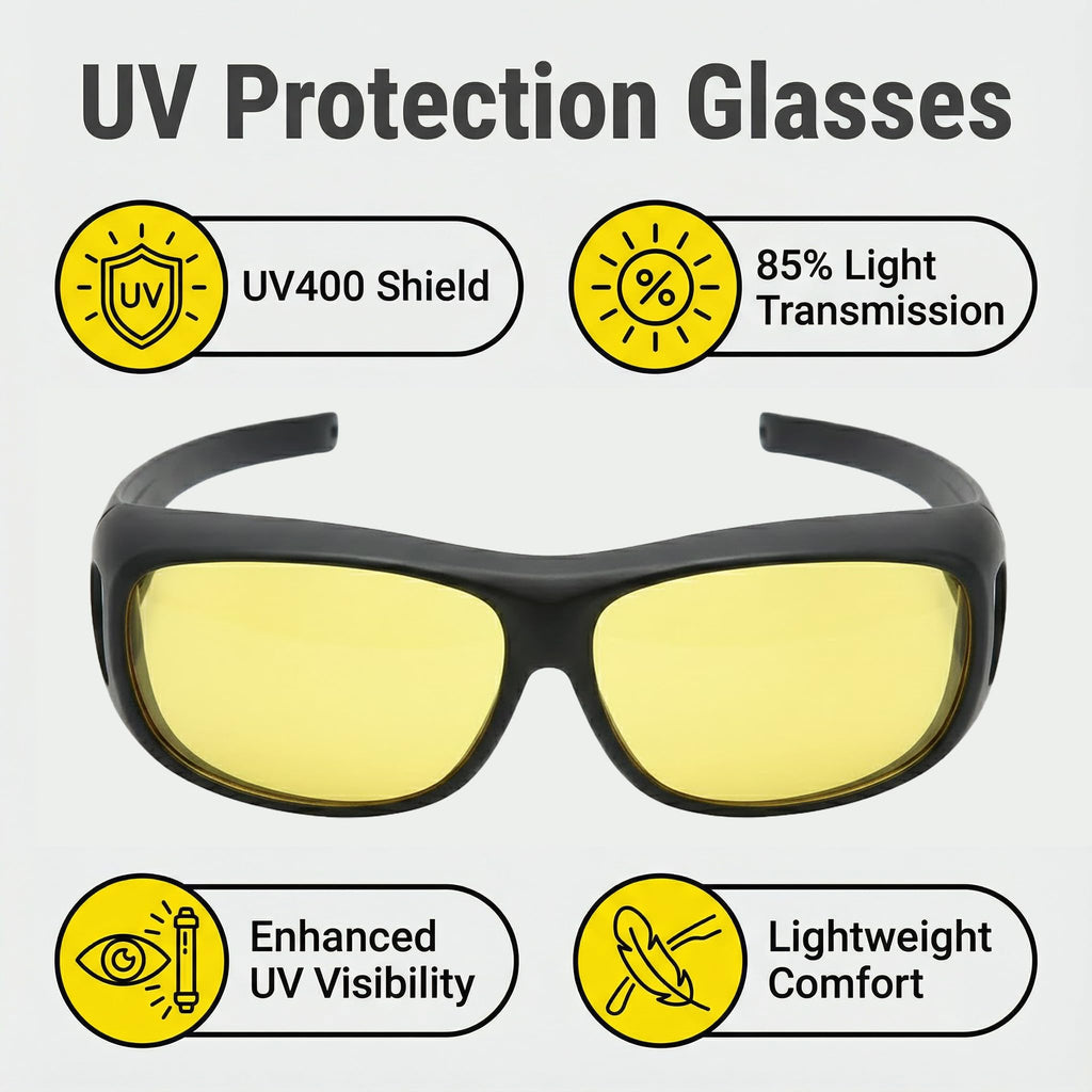Yellow UV Glasses, UV Enhancing Safety Glasses for UV Dye & Blacklight