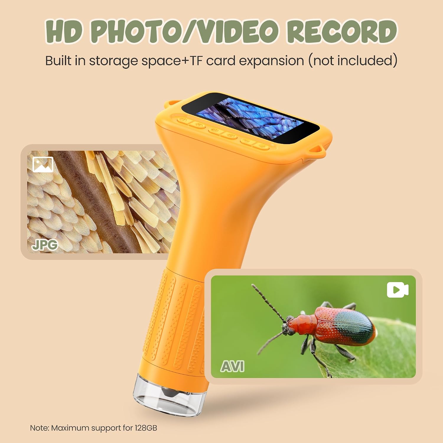1000X Portable Handheld Digital Microscope for Kids with HD2.0 IPS Screen | 50X-1000X Magnification, STEM Educational