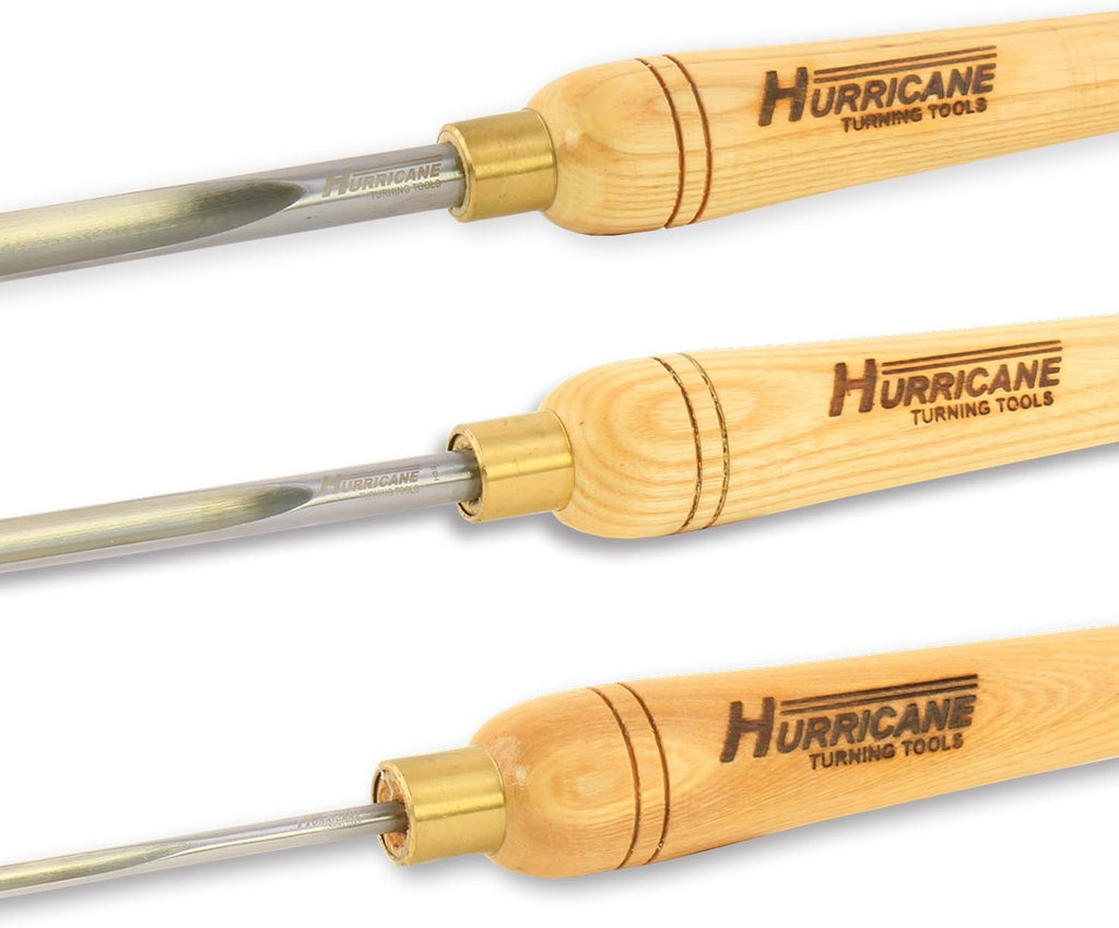 HSS, 3 Piece Spindle Gouge Set (1/4", 3/8" and 1/2" Flute), Standard Series, Woodturning Tools