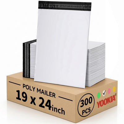 19 x 24" Poly Mailers 300PCS, 5 Layer Waterproof Shipping Bags for Clothes,Mailing,Books,Package, Strong Adhesive