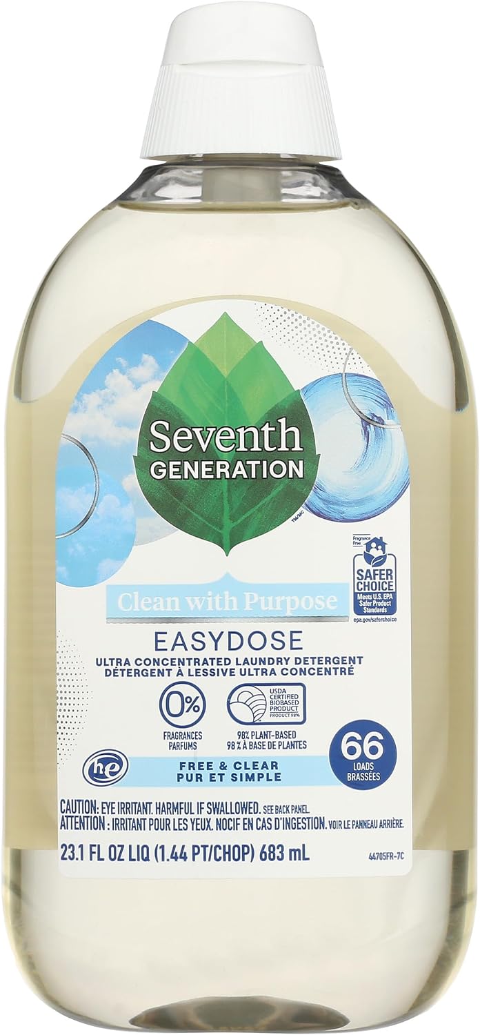 Laundry Detergent, Ultra Concentrated EasyDose, Free & Clear, 23.1 Fl Oz