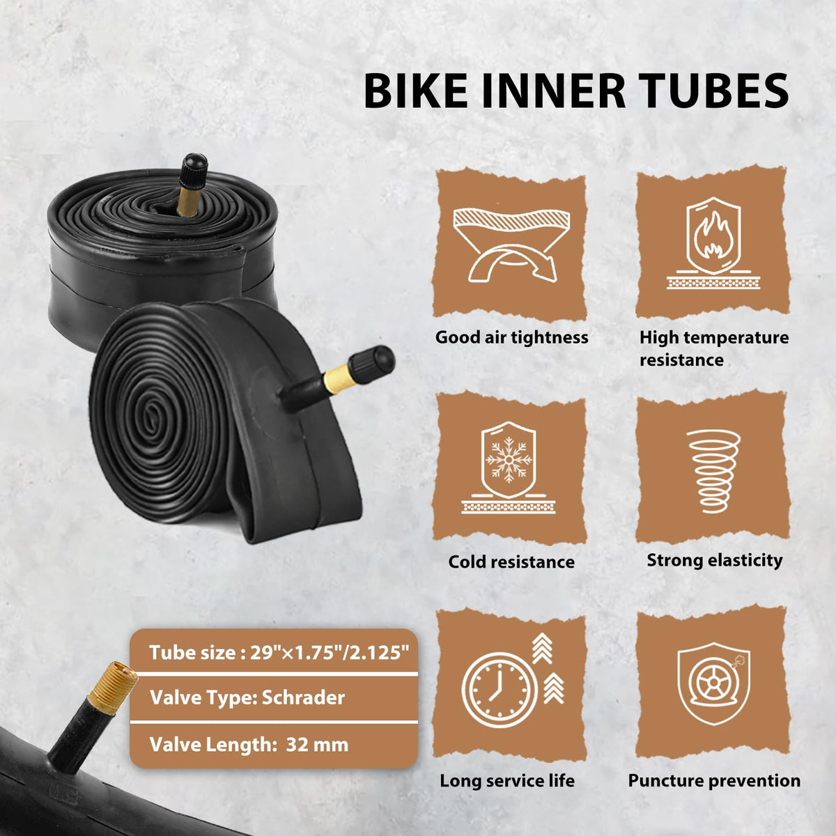 29x2.1 Mountain Bike Tire Set with Tubes & Levers, 2 Pack