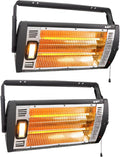 Electric Garage Heater 120V, 1500W Radiant Space Heater, 2-Pack | Ceiling Mount Space Heater with 90° Adjustable