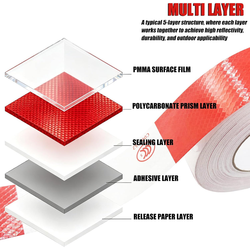2 Roll Reflective Tape, Trailer Caution Tape Roll, Reflector Tape Outdoor Waterproof, 2Inx160Ftx2=320Ft, Strong
