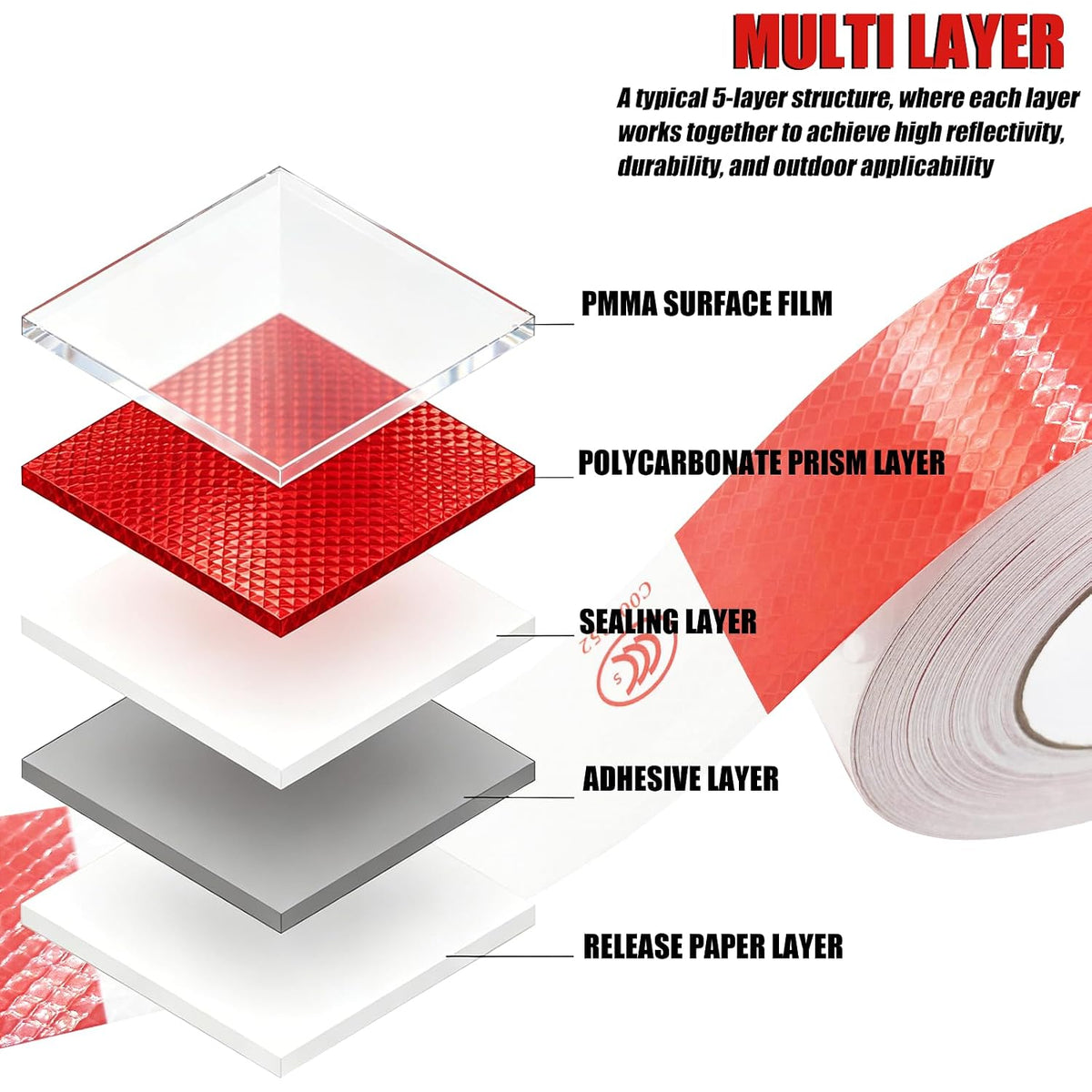 2 Roll Reflective Tape, Trailer Caution Tape Roll, Reflector Tape Outdoor Waterproof, 2Inx160Ftx2=320Ft, Strong