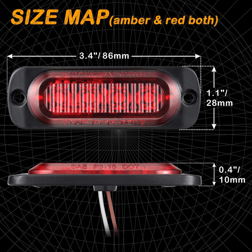 LED Trailer Clearance & Side Marker Lights, Red & Amber, 4-Pack