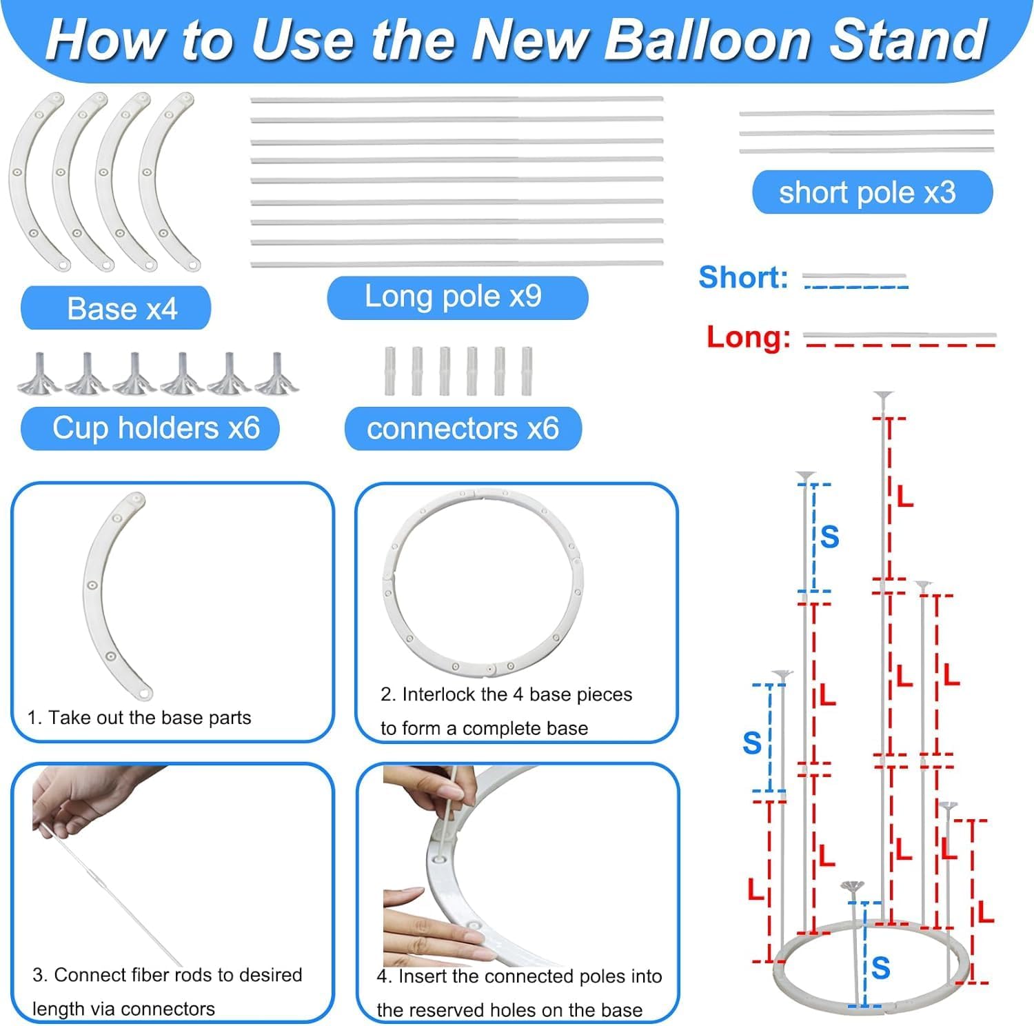 Balloon Arch Kit and Balloon Pump, 10FT Width 9FT Height Adjustable Balloon Arch Stand with NEW DESIGNED 2 Balloon