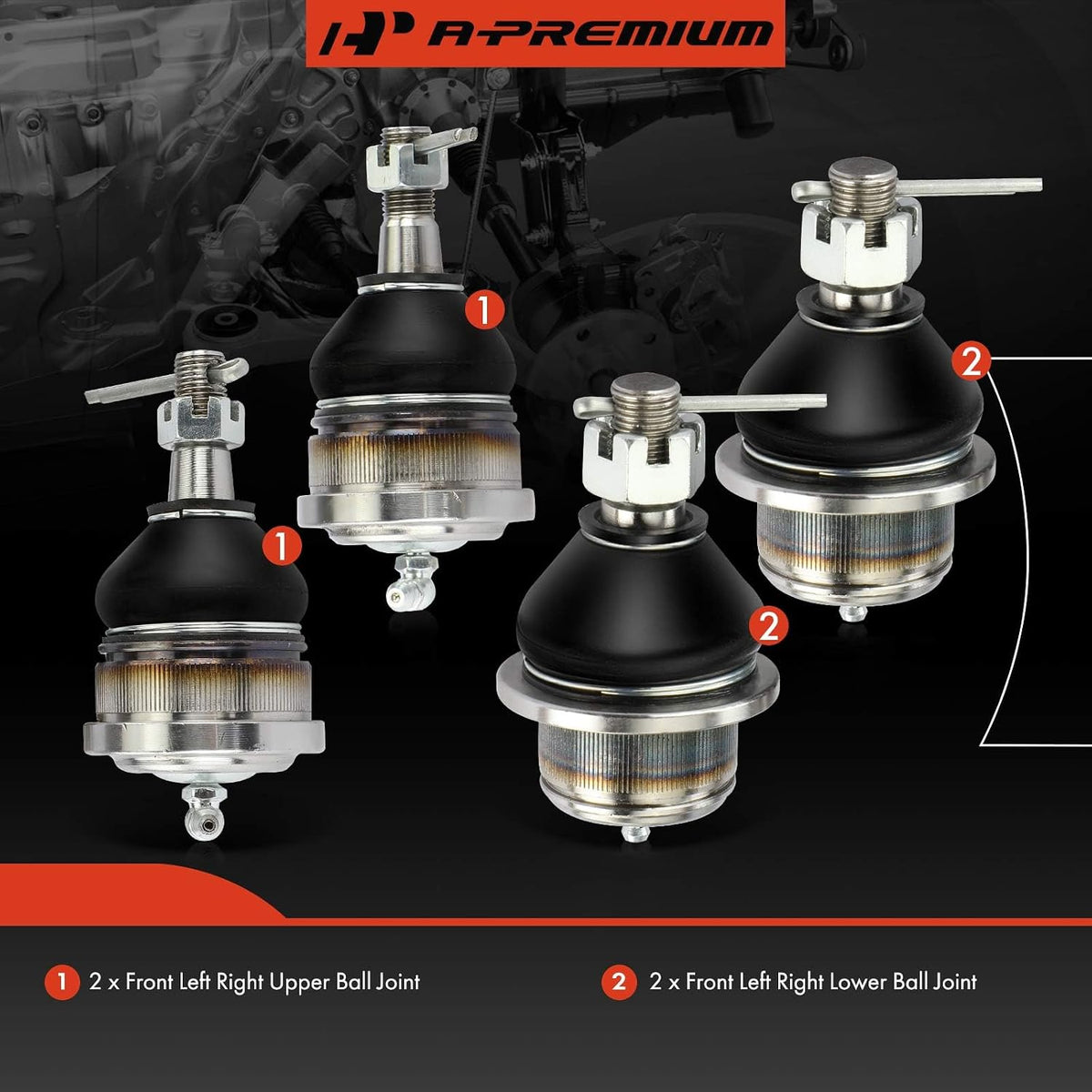 A-Premium Front Upper & Lower Ball Joint Kit - Forge Steel