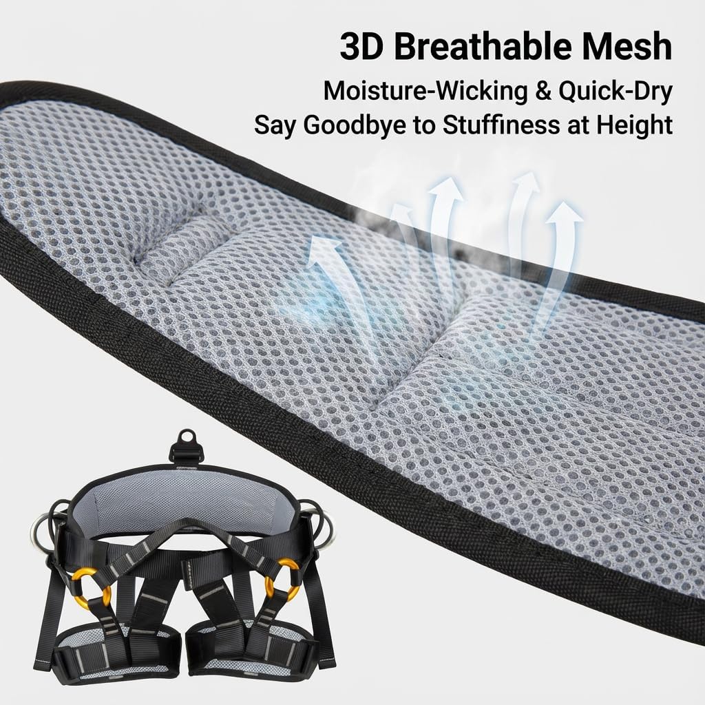 15-227 High Strength Fall Protection Safety Harness, Half Body Arborist Climbing Harness with Heavy-Duty D-Rings