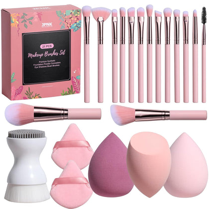 Makeup Brushes Set – 21PCS Makeup Sponge Triangle Puff Premium Synthetic Foundation Powder Concealers Eye Shadows