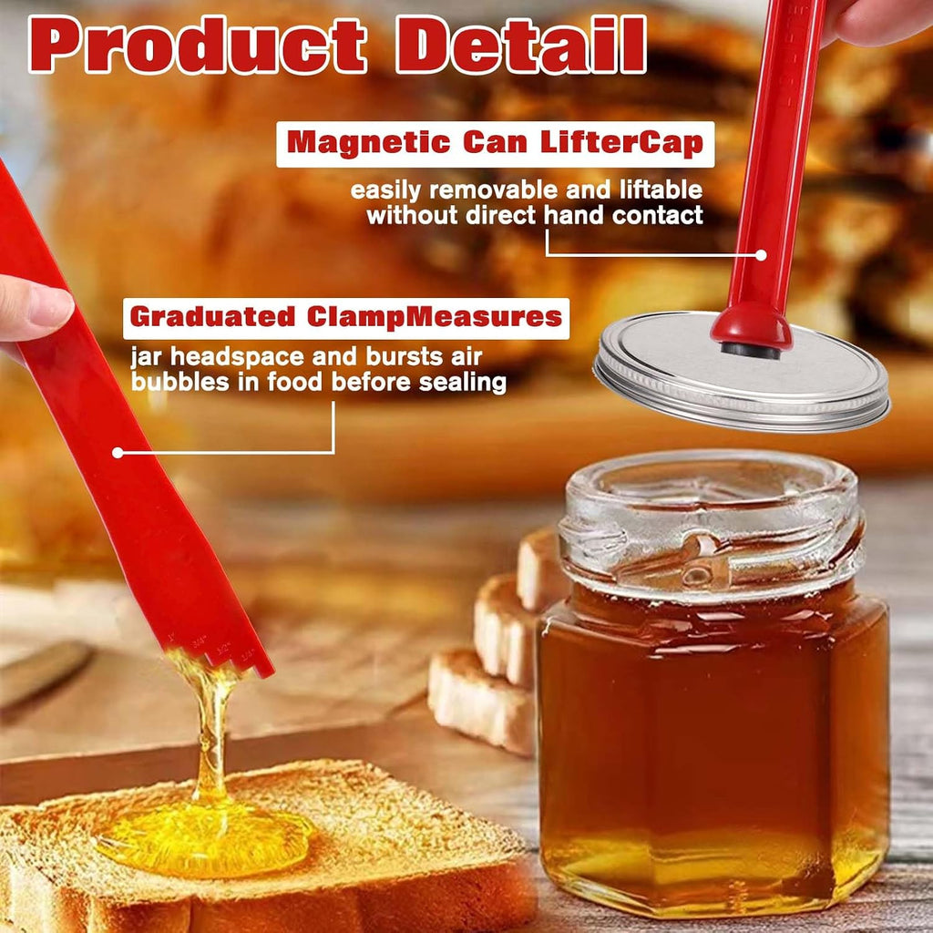 Canning Jar Lifter Tongs Red Air Release Valve Magnetic Can Lifter Can Clamp 3-Piece Set Canning Tools Kit Suitable