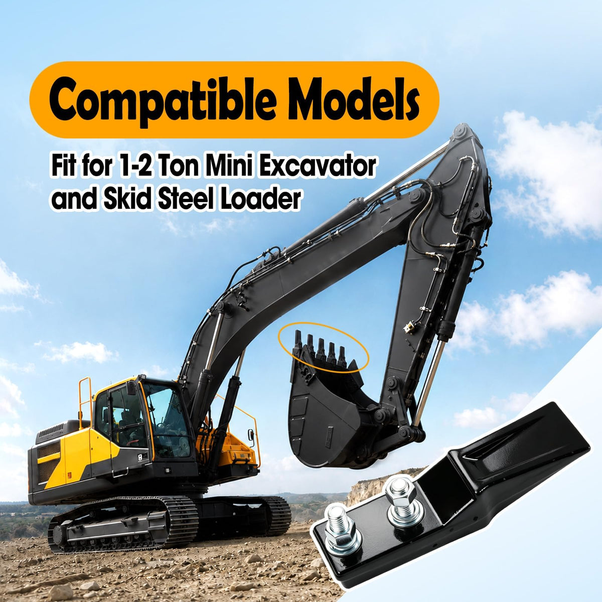 6 Pcs Digging Bucket Teeth with Flex Pins Kit Aperture 0.39in