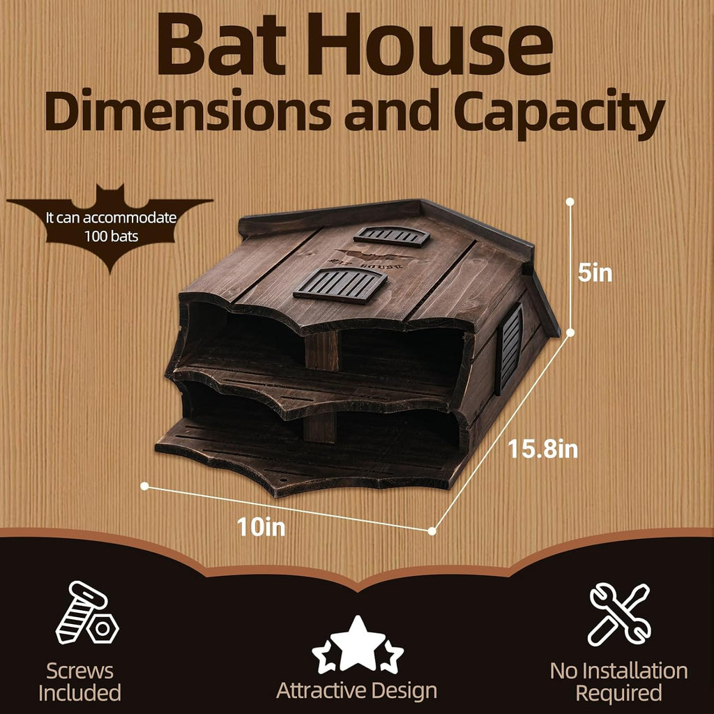Bat House for Outdoors, Large Double Chamber, 100-Capacity