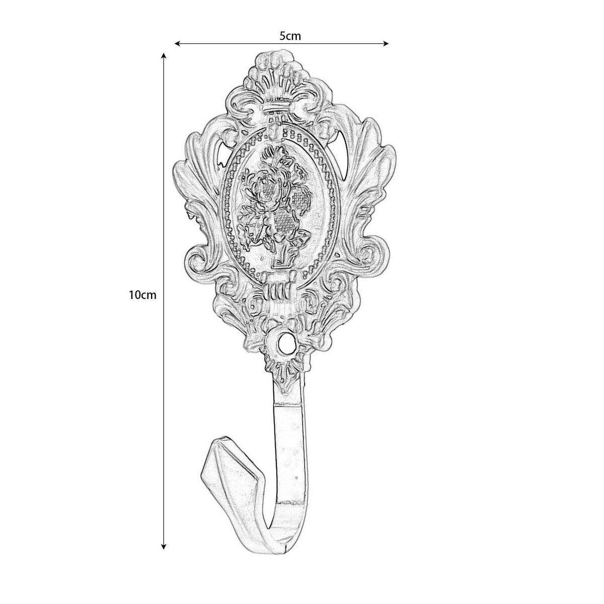 Curtain Tiebacks Small Lightweight Hooks, Vintage Bronze Rose Pattern, 2Pcs