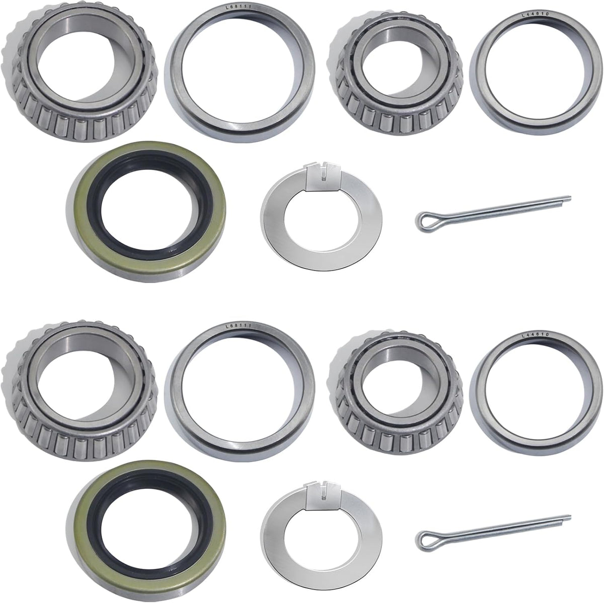 2 Sets L68149 L44649 Trailer Hub Bearings Kit with Tang Washers
