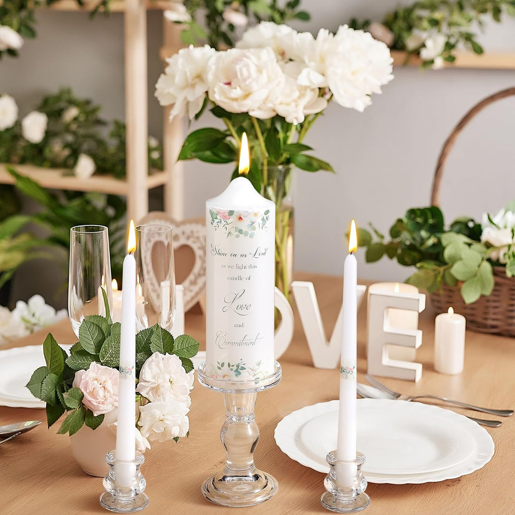 3 Pack Unity Candles with Glass Holder for Wedding Ceremony Wedding Unity Taper Candles Religious Ceremony