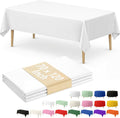 3 Pack Disposable White Rectangle Plastic Tablecloth, 70 x 120 Inch