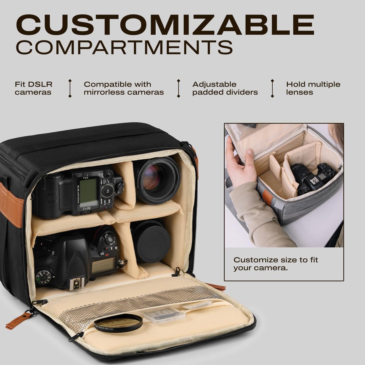 Camera Bag for Digital DSLR SLR, Protection, Waterproof Mirrorless Small Camera Bag, Camera Lens Case, Travel