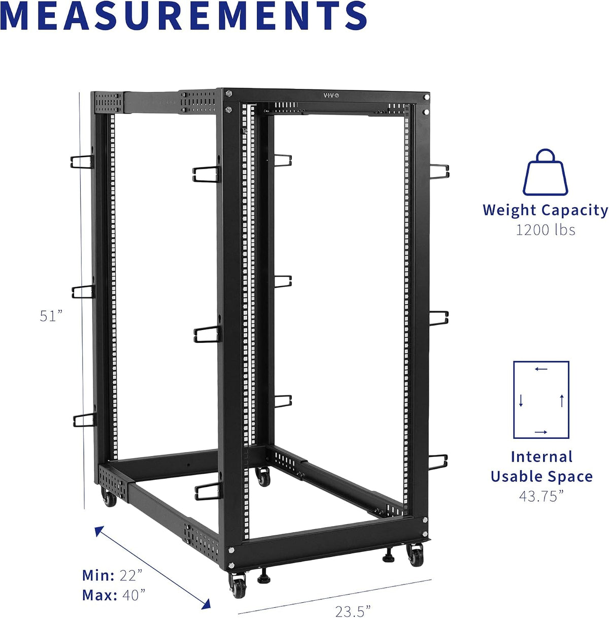 VIVO 25U Freestanding Server Rack Cart