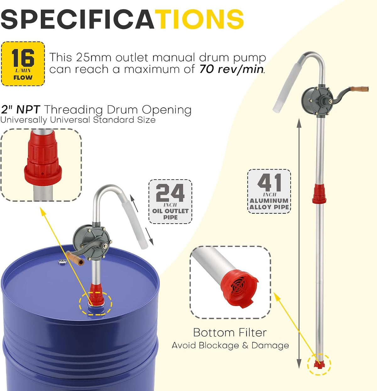 Aluminum Rotary Hand Barrel Pump