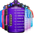 1 Gallon Motivational Sports Water Bottle with Time Marker, BPA Free 128oz Leak Proof Jug, Black, Plastic, 128