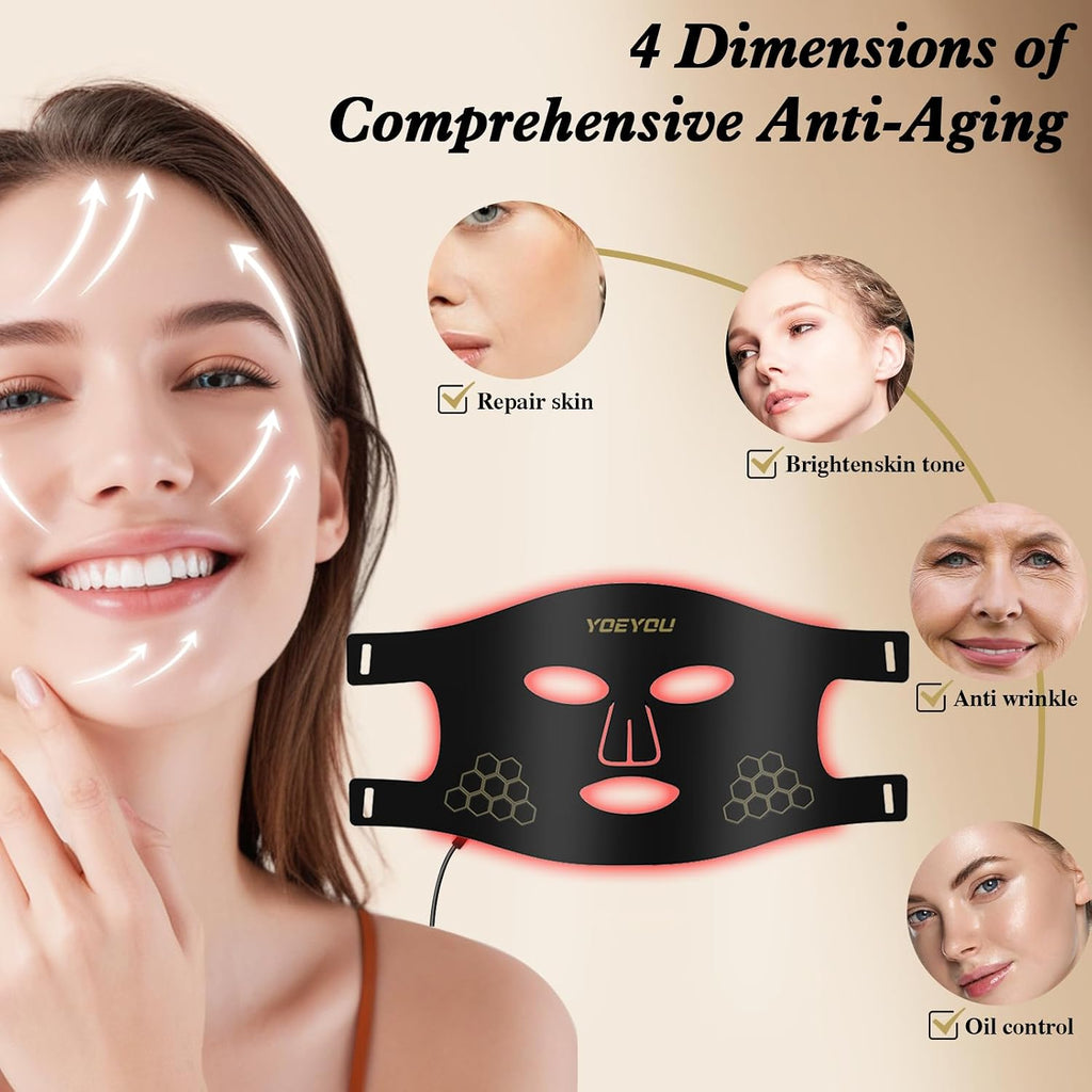 Red Light Therapy for Face, 850nm Near Infrared LED Face Mask