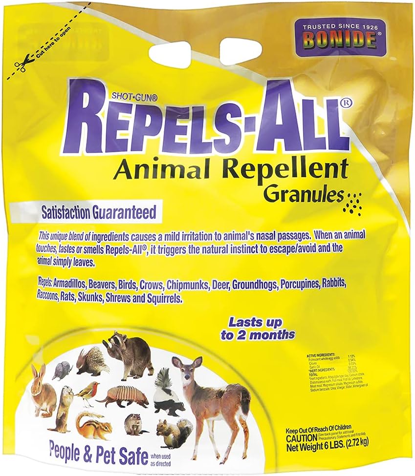 Repels-All Animal Repellent Granules, 6 lbs. | Ready-to-Use Deer & Rabbit Repellent, Deter Pests from Lawn & Garden