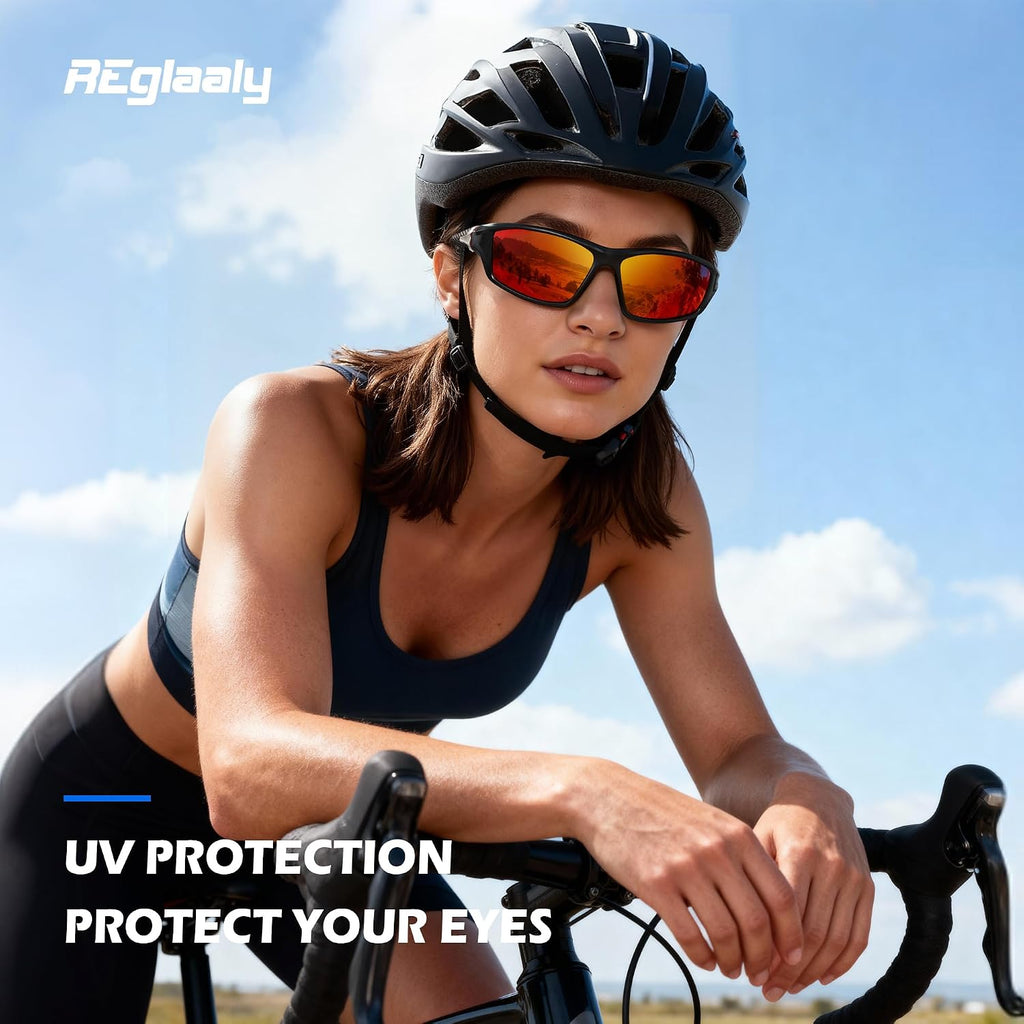 Polarized Sports Sunglasses for Men, Wrap Around Mens Sunglasses UV Protection, Cycling Fishing Running Sun Glasses