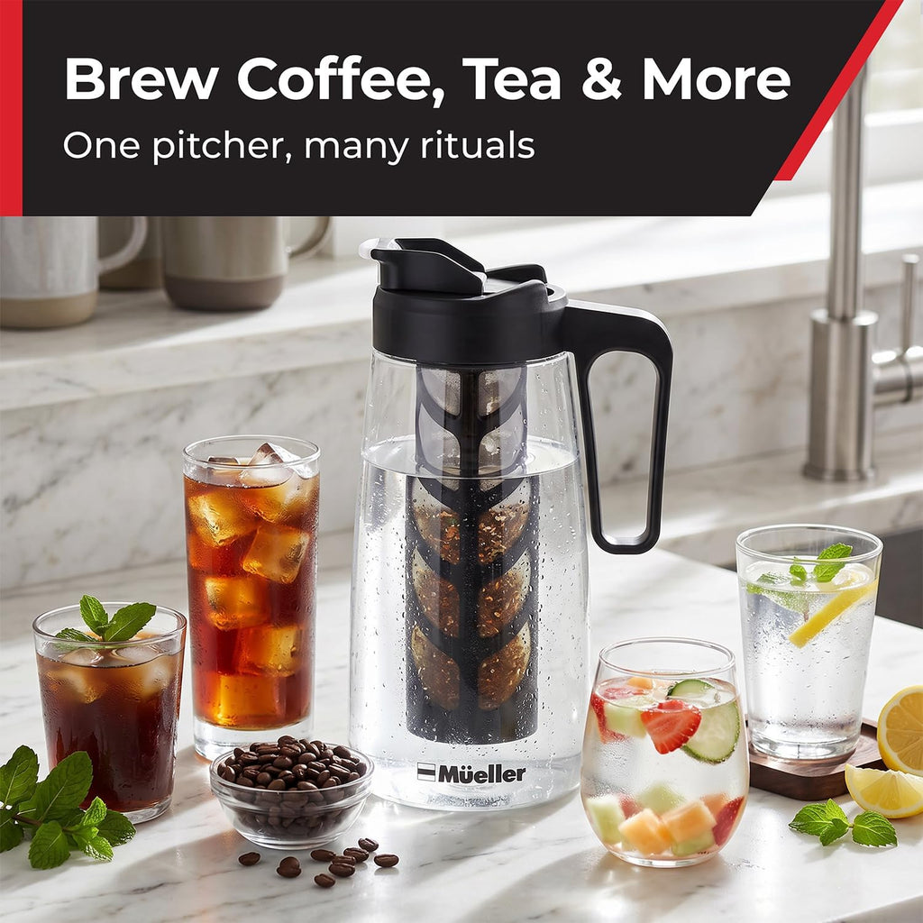 MUELLER HOME Cold Brew Coffee Maker, 64 oz Tritan Fortified Pitcher Pour Spout Handle Lid