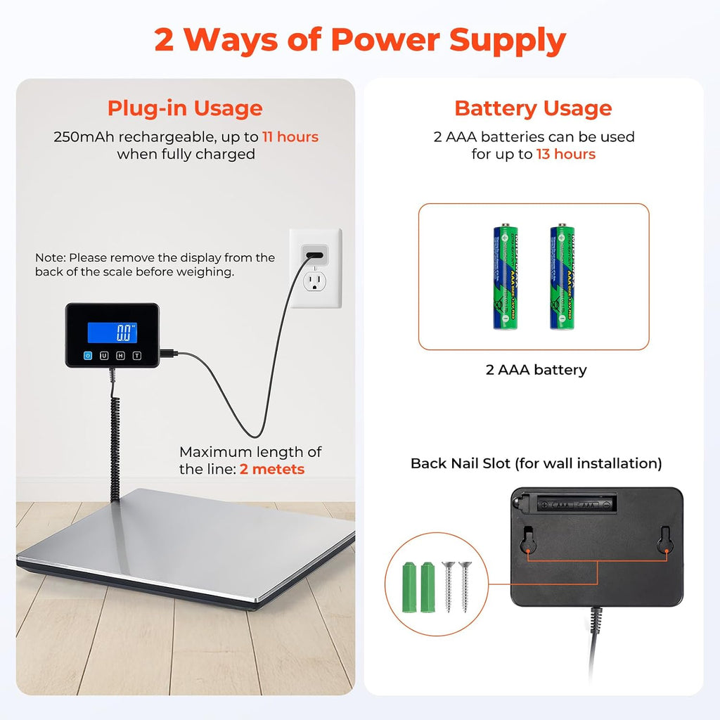 440lb/1.8oz Shipping Scale, Digital Postal Scale for Packages | Hold & Tare Function, Backlit LCD, Battery & USB