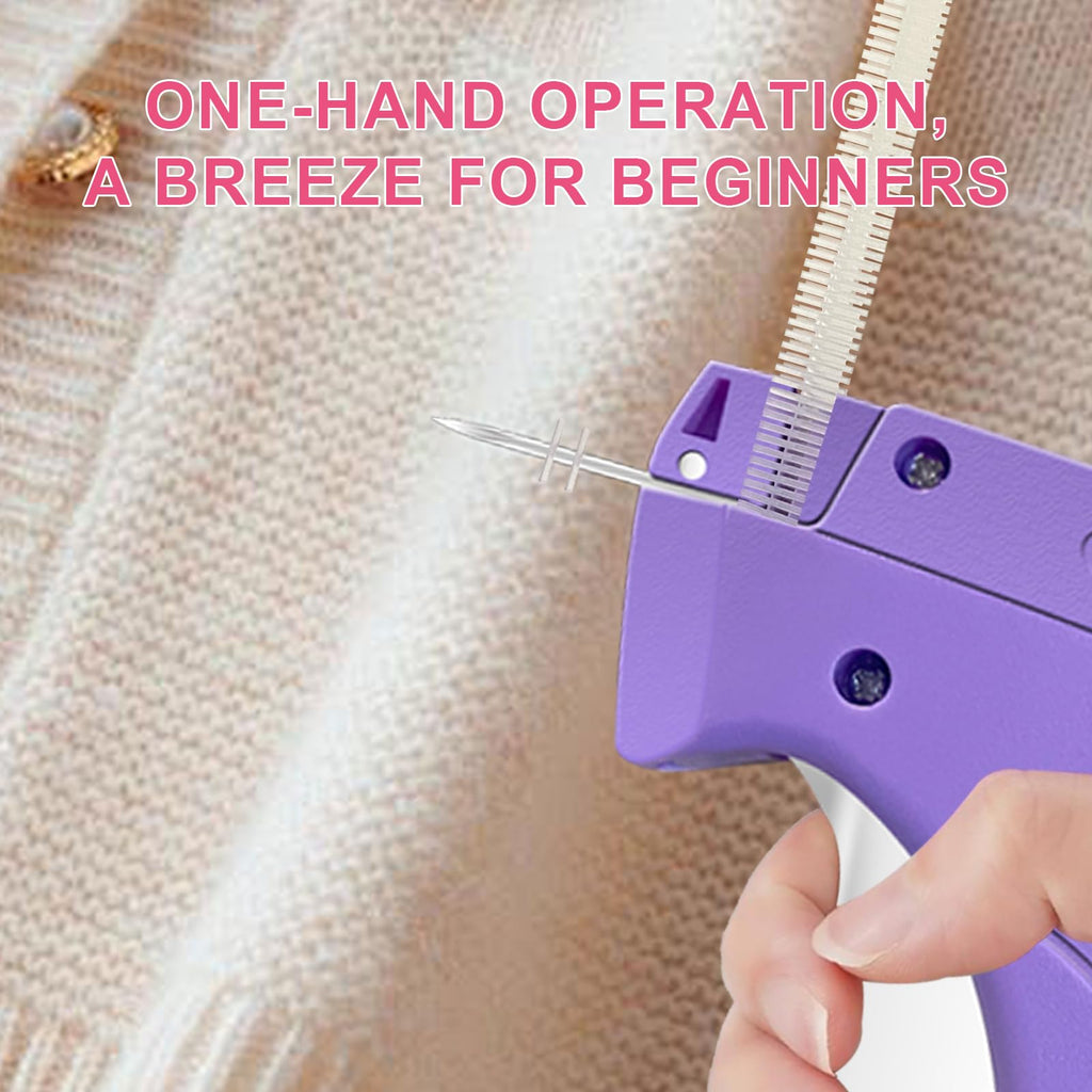 Stitch Gun for Clothes -Handheld Stitch Gun Quick Clothing Fixer - Mini Tag Gun - Includes 6 Fine Needles, 2000