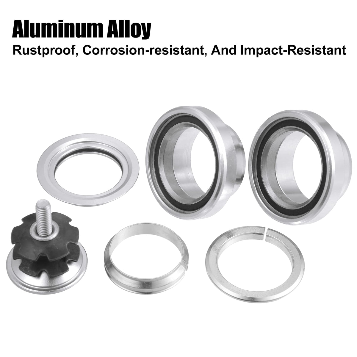 34mm 1-1/8" Threadless Bicycle Headset with Top Cap Silver Tone