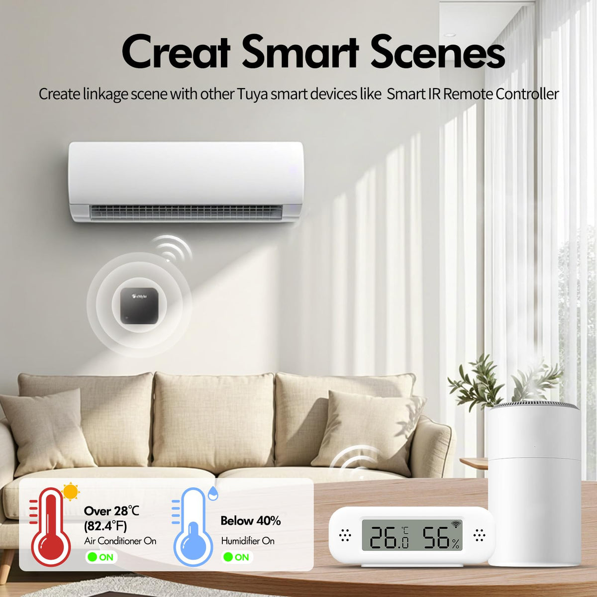 WiFi Thermometer Hygrometer, Mini Temperature Humidity Sensor 4 PCS
