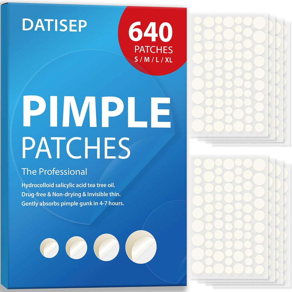 Pimple Patches for Face, 640 Count Hydrocolloid Patch Acne Patches,4 Sizes Zit Patches for Covering, Blemishes and