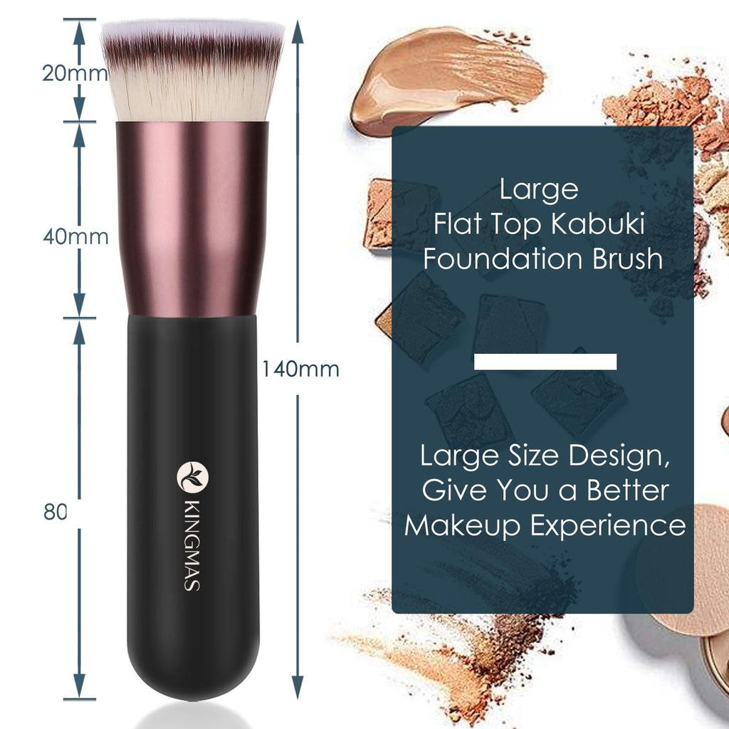 Flat Top Foundation Brush, Premium Kabuki Makeup Brush for Liquid, Blending, Cream, Powder,Blush Buffing Stippling