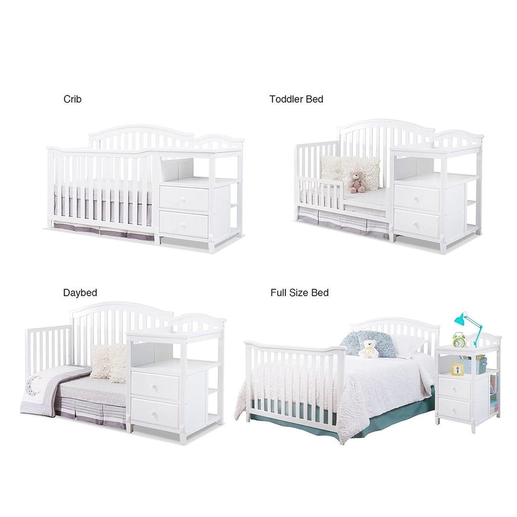 Furniture Berkley Round Top Crib, Classic 4-in-1 Convertible Crib, Made of Wood, Non-Toxic Finish, Wooden Baby Bed