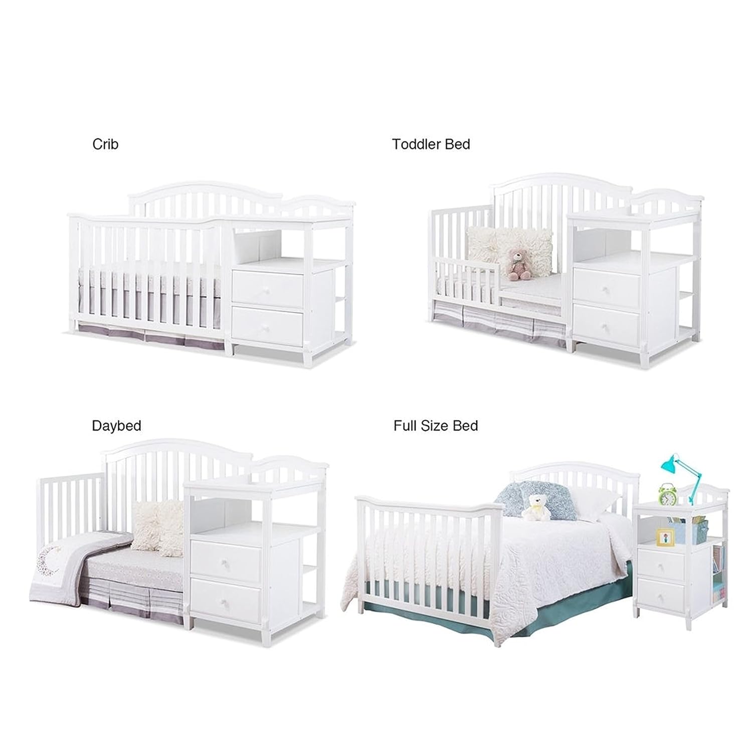 Furniture Berkley Round Top Crib, Classic 4-in-1 Convertible Crib, Made of Wood, Non-Toxic Finish, Wooden Baby Bed