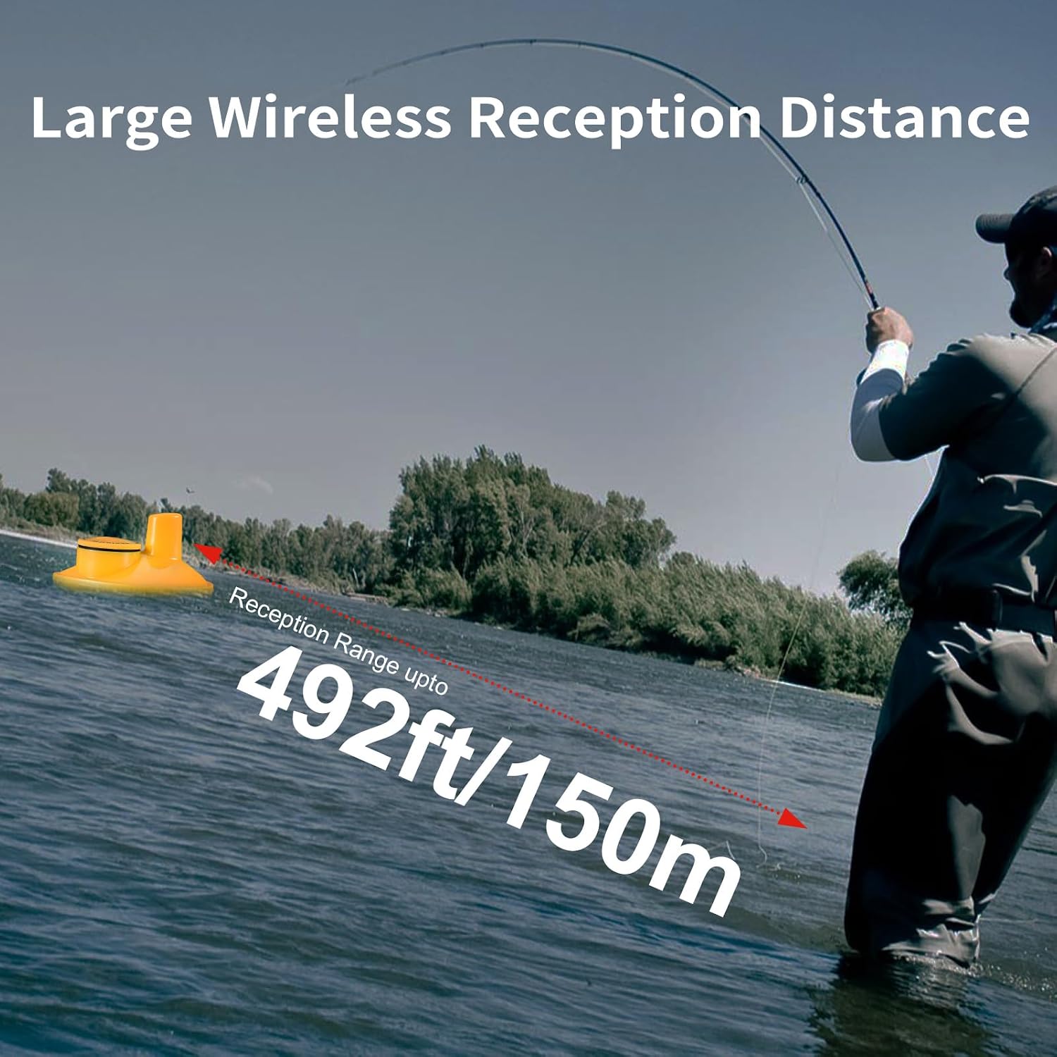 Kayak Portable Fish Depth Finder for Boats and Bank | Wireless Handheld Fish Finders with Transducer Castable Fishing