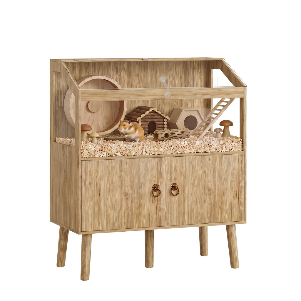 Large Hamster Cage, Acrylic Hedgehog Cage with Storage Cabinet