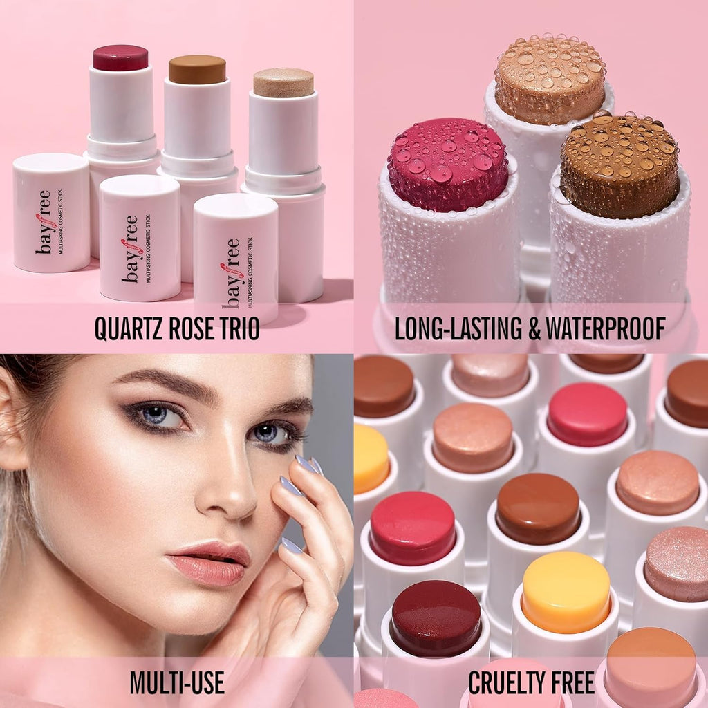 Face Sticks Trio, Blush, Highlighter & Contour Stick for Face Makeup