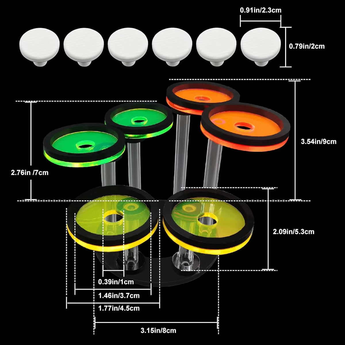 coral frag holer,Ring, set of six pillars with six round coral bases with legs, YGSHJ-XY6Z-1P