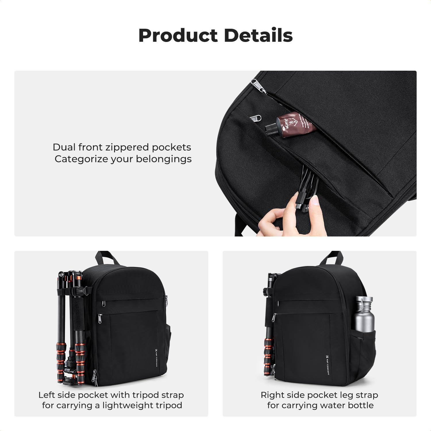 Camera Backpack, Lightweight Camera Bag with Tripod Holder | Professional Bag for DSLR/SLR Mirrorless, with 14in