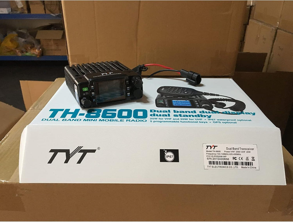TYT TH-8600 Mini 25W Dual Band Amateur Radio IP67 W/Magnetic 18in Antenna | Waterproof Radio VHF: 144-148mhz (2m)